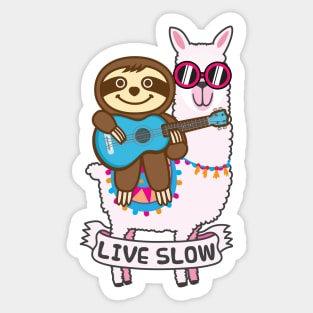 Sloth Llama Ukulele Sticker